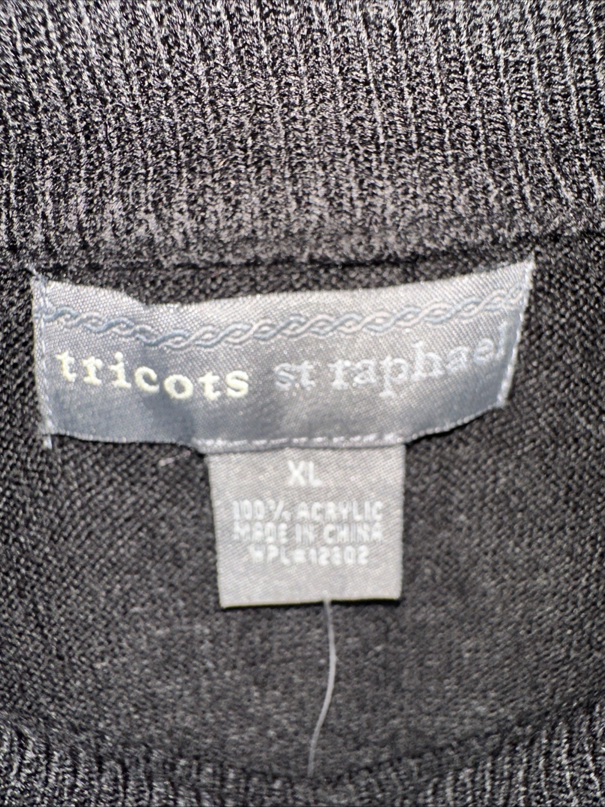 tricots st raphael Turtle Neck sweater Blk XL Long Sleeve Pullover NWT