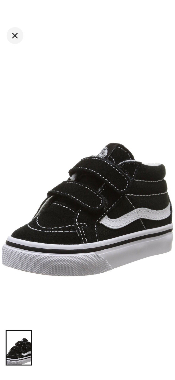Vans Old Skool Toddler Size 7 Black White Hook & Loop Sneakers Kids Shoes