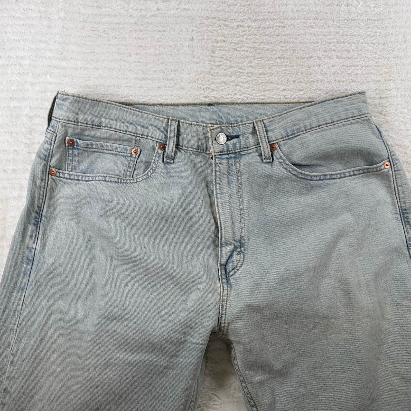Levis 505 Jeans Mens 36×34 Blue Light Wash Regular Fit Straight Leg Denim