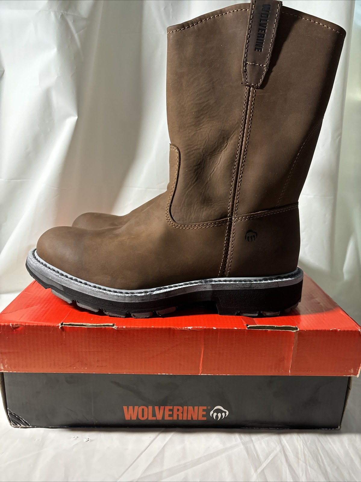 Wolverine Men Wellington 10″ Leather Work Boots Dark Brown W04727 Size 10M