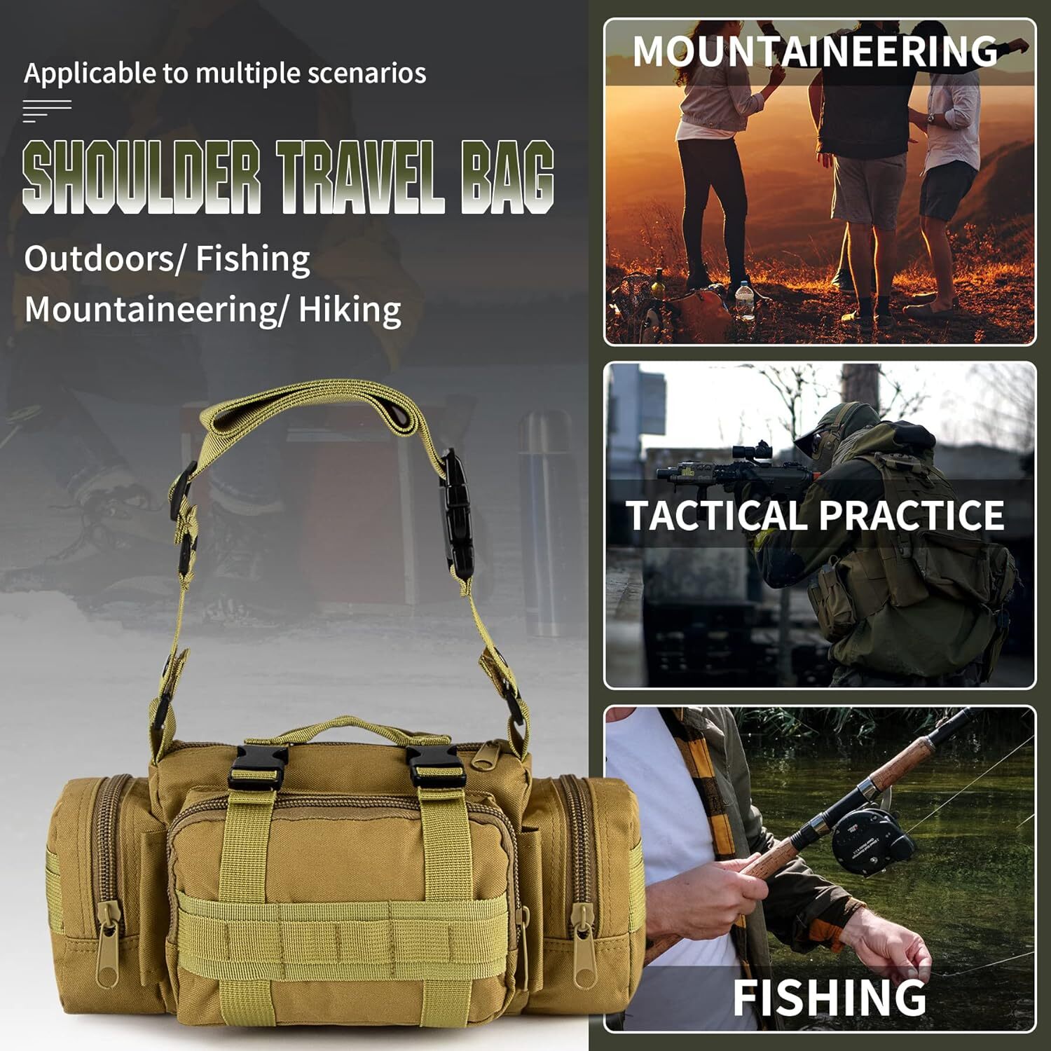 Tactical Shoulder Duffle Bag Water Resistant Deployment Bag Molle Utility Pouch