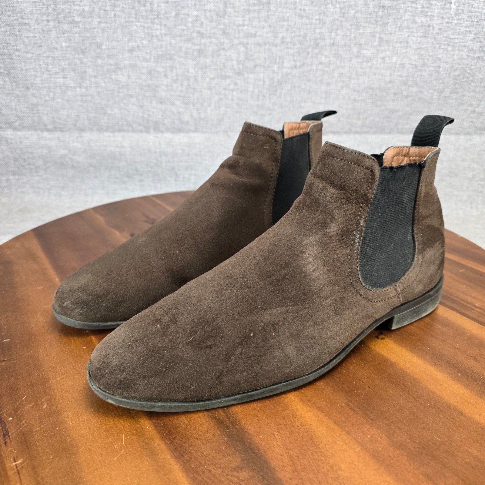 Mens Brown Suede Chelsea Boots Ankle Pull On Elastic Gore Size EUR 41 US 8.5