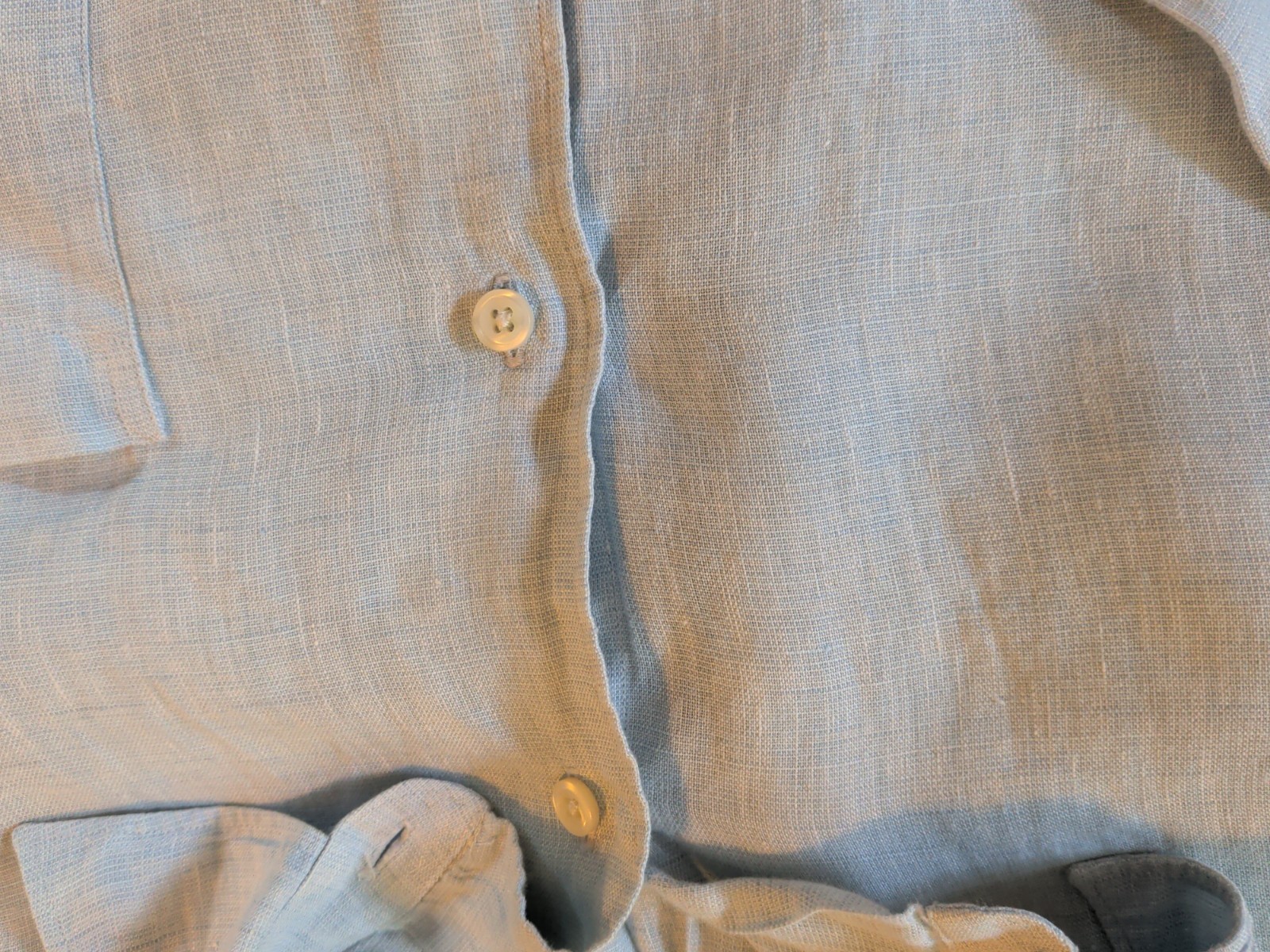 Daniel Cremieux Shirt Men’s X Large Blue 100% Linen Italian Classic Fit Pocket