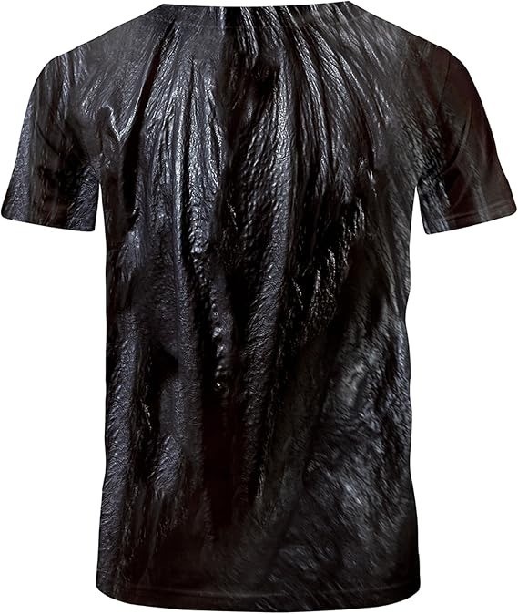 3D Fake Muscle T-Shirt Funny Abs Six Pack Mens Black Leather Jacket Graphic Tee