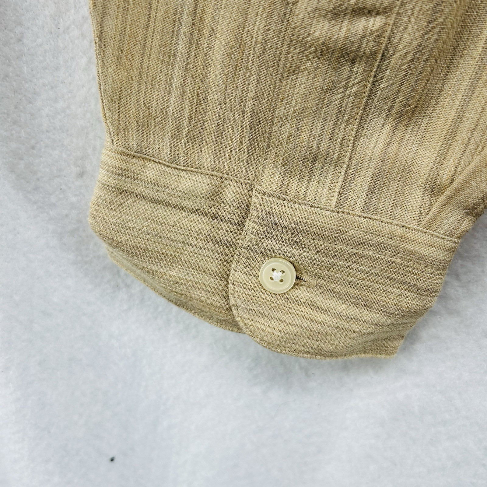 Vintage Wilke Rodriguez 100% Rayon Mens Long Sleeve Shirt Tan Medium NWT