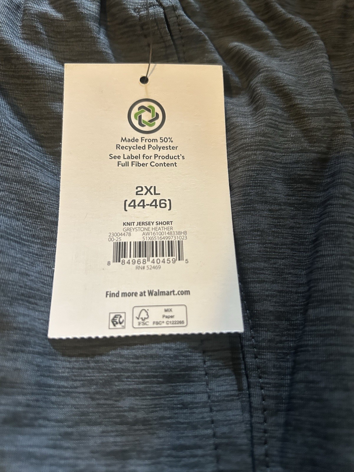 DriWorks Men’s Greystone Heather Jersey Shorts 2XL 44-46 Stretch Pockets