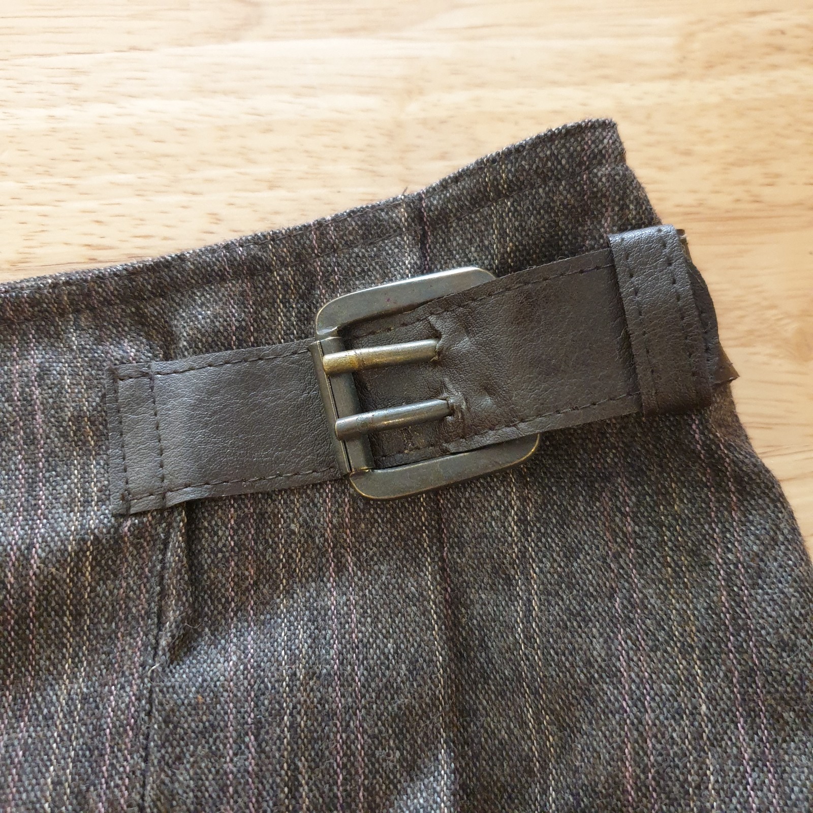 PER UNA Skirt Ladies 16 Wrap Kilt Wool Mini Short Grey Stone Buckle Lined BNWT