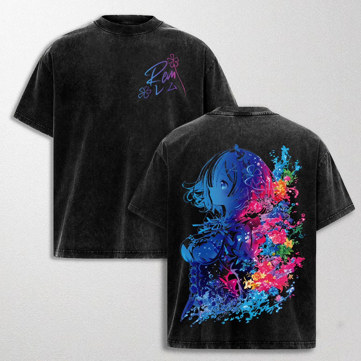 Rem anime Sleeveless Cotton Shirt Wash Graphic Tee S-3XL