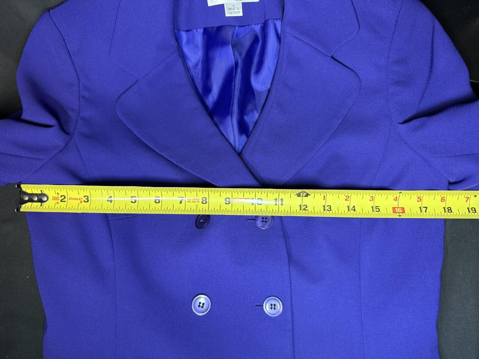 Emily Blazer Jacket Womens 8 Purple Double Breasted Tailored Lined Notch Lapel