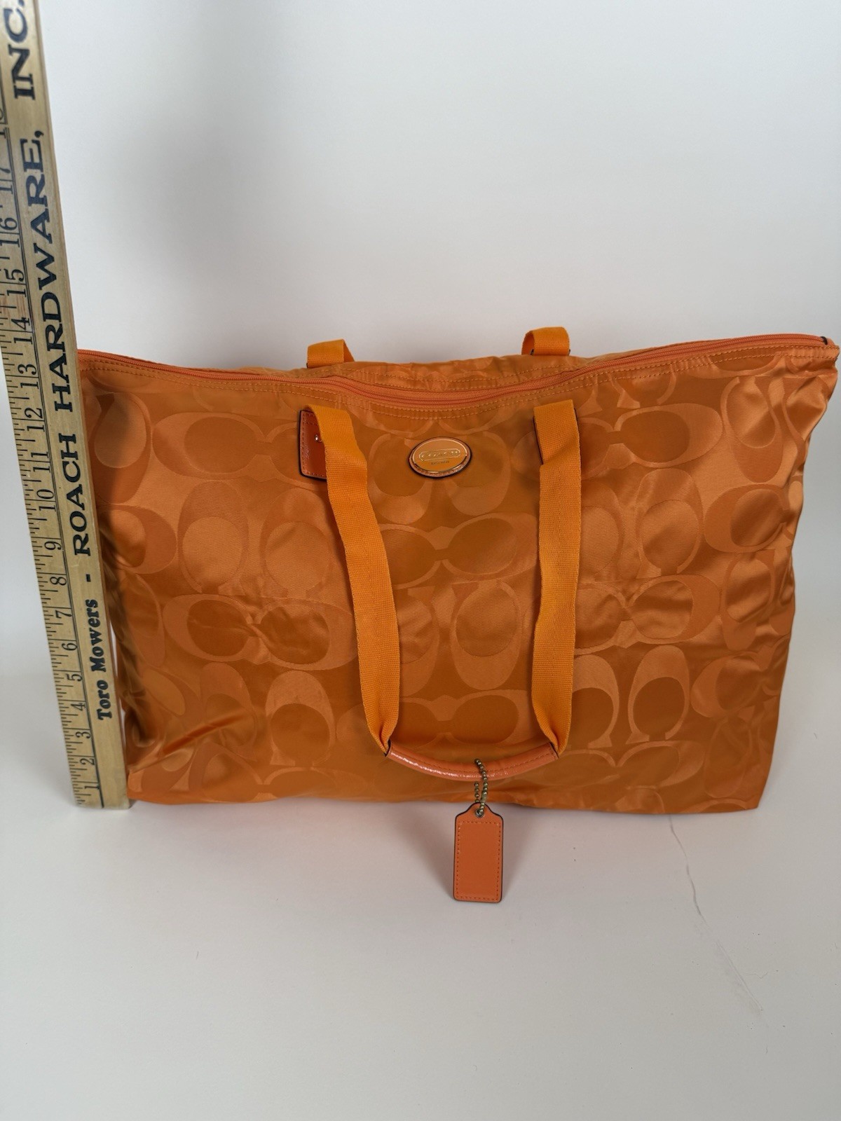 COACH Getaway Signature Orange Packable Weekender Bag #F77321 With Snap In Bag