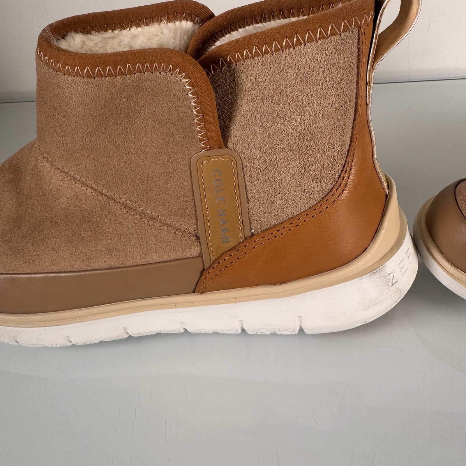 Nice Cole Haan Zero Grand Ladies Size 9.5C W22970C Tan Water, Proof, Fur Lined