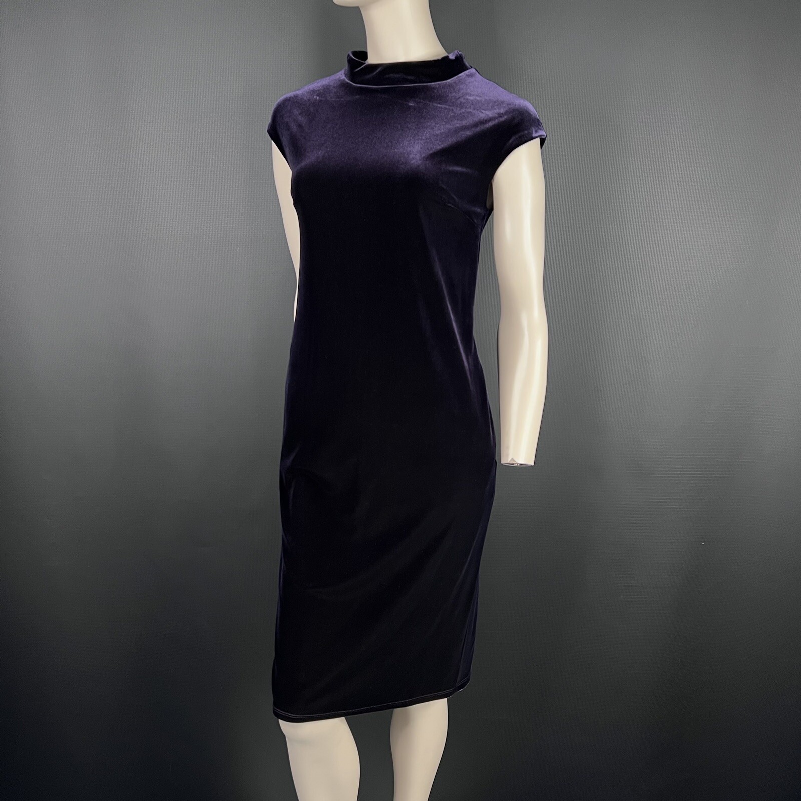 Phase Eight Joelle Dress 10 Purple Velvet Shift High Neck Cocktail Wedding Guest