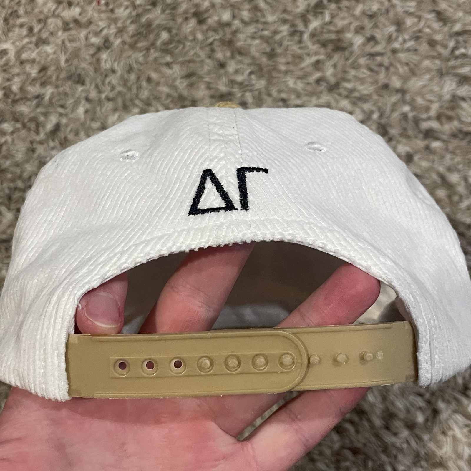 Mitch Flippo Daisy Flowers Do Good Hat Corduroy Snap Back White Tan Delta Gamma