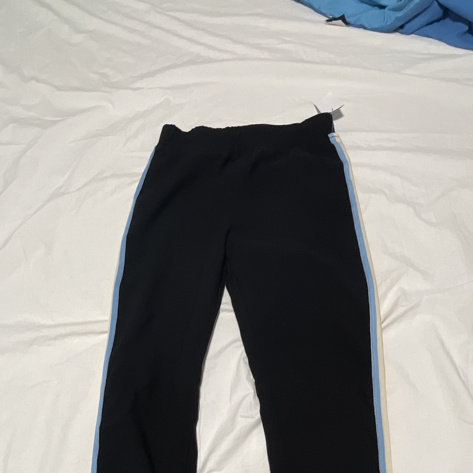 Women’s Black High Rise Ankle Leggings L Multicolor Side Stripe Yoga Gym