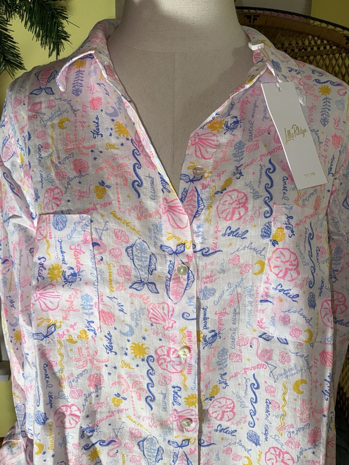 Lilly Pulitzer NWT Sea View Button Down Top Summer Serenade Size L,XL,XXL