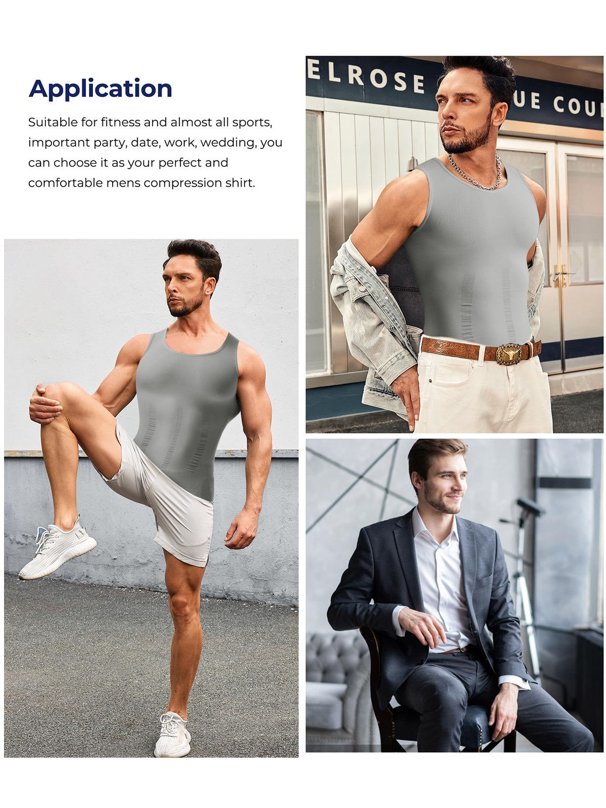 Mens Slimming Body Shaper Belly Chest Compression Vest Girdle Tank Tops T-Shirts