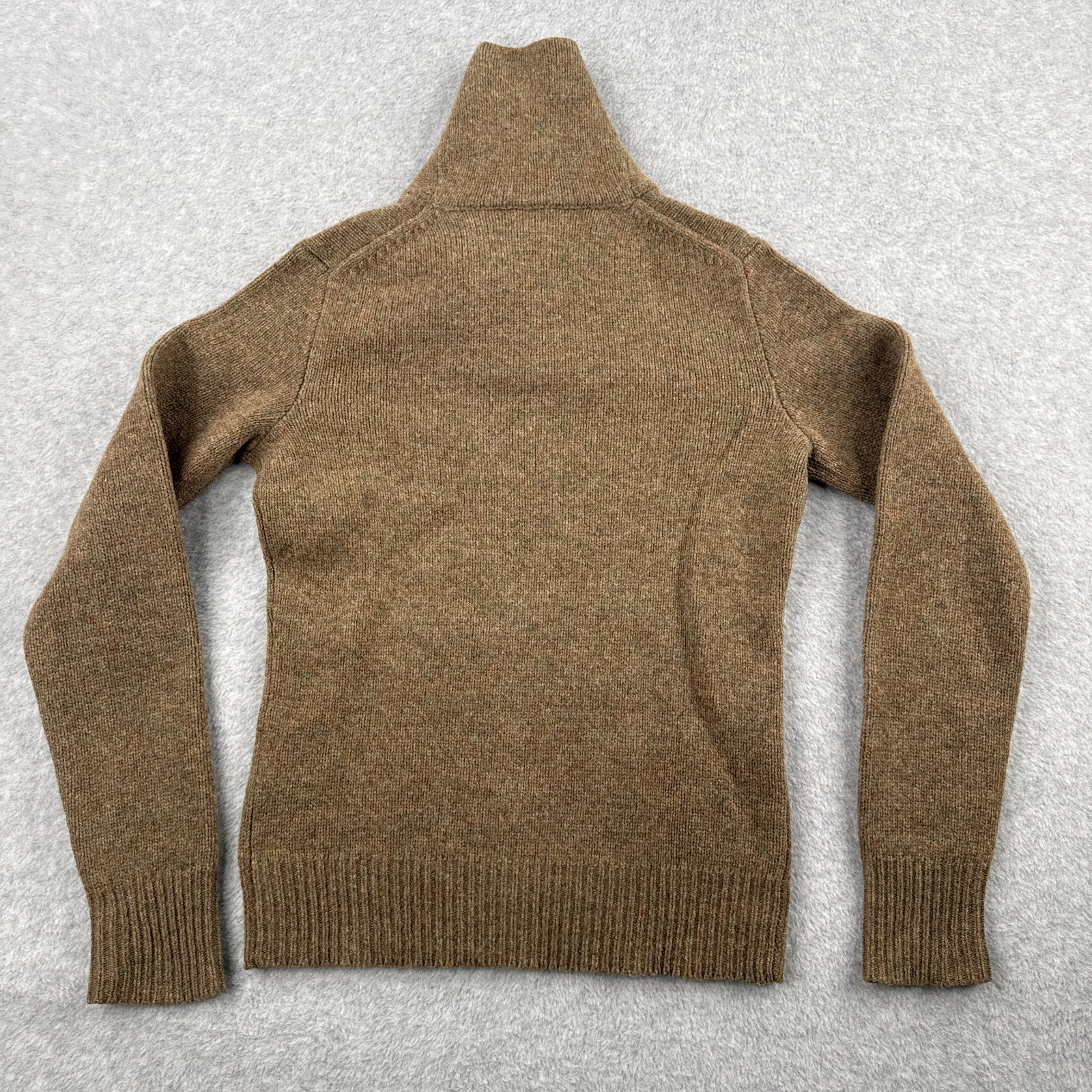 Ralph Lauren Rugby Sweater Mens Small Brown Elbow Patches 100% Wool Shawl Collar