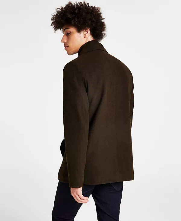 Kenneth Cole Men’s Double Breasted Wool Blend Peacoat Olive Medium NEW