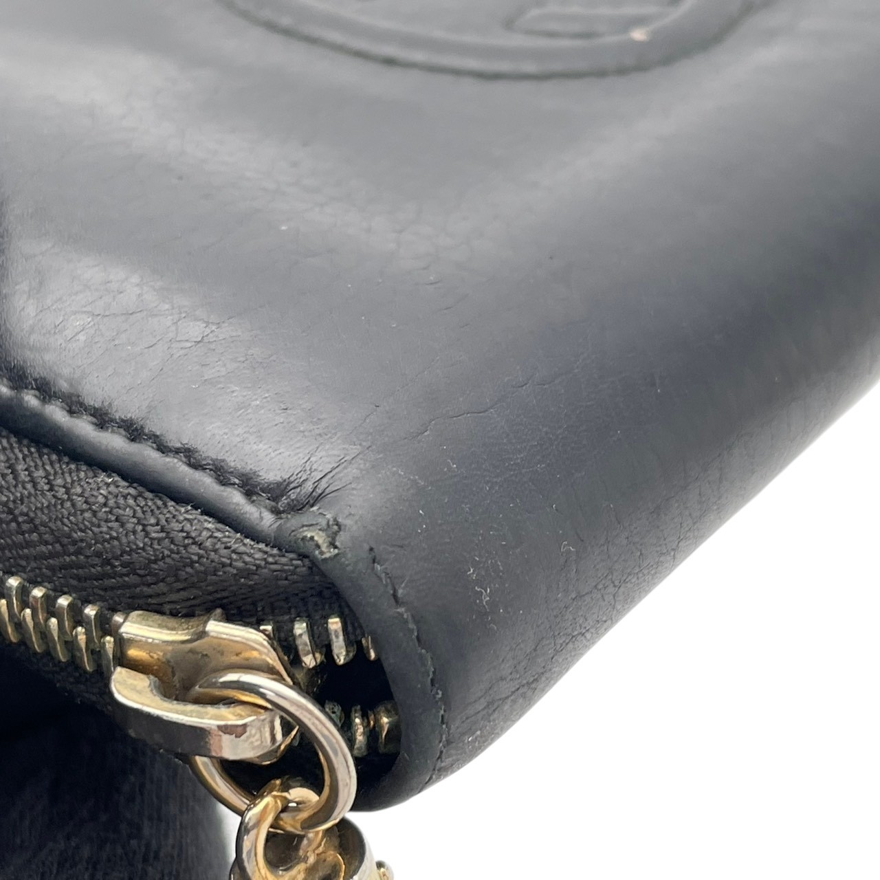 Authentic GUCCI Soho Interlocking G Leather Zip Around Long Wallet Black