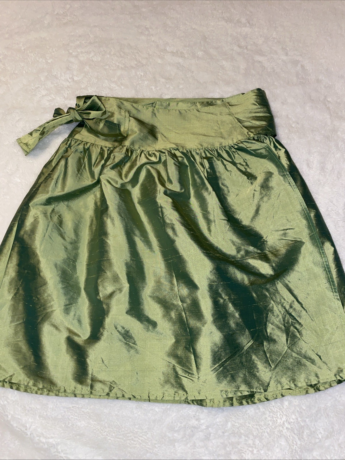 GYPSY BY KAREN FOWLER NWT SILK TAFFETA Green WRAP SKIRT ONE SIZE 34-40” Waist
