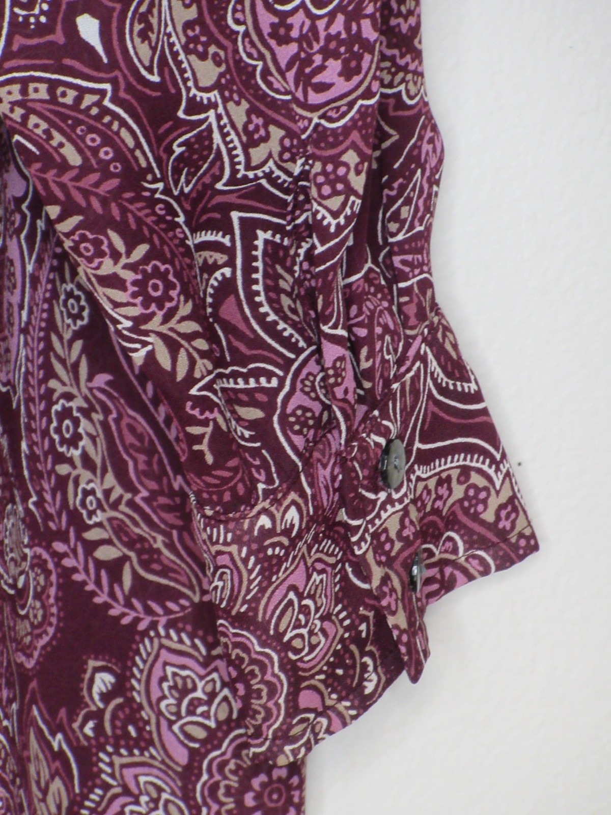 Cold Water Creek Womens Plus Size Purple Paisley Print Sheer Shirt Dress 2X B 53