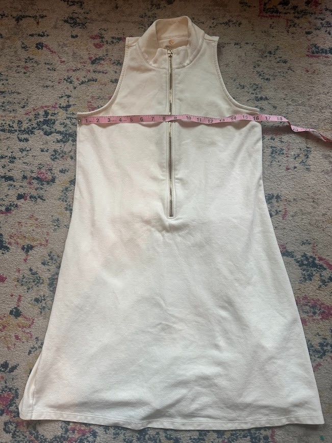 Spartina 449 Keira 100% Cotton Sleeveless Tennis Dress Pearl White Zipper – S