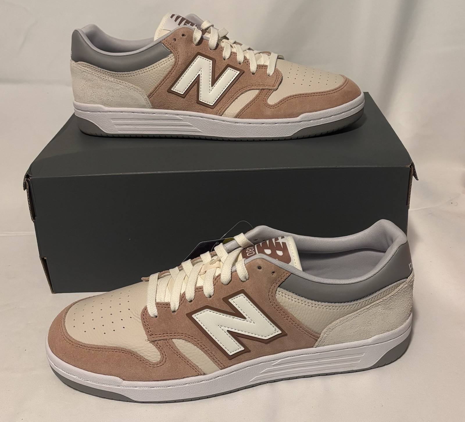New Balance 480 Court Sneakers Brown Beige White Men’s Size 14 BB480LLL