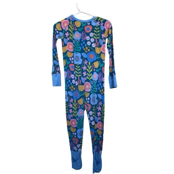 Little Sleepies Blue Floral Bamboo Zip Footed One-Piece Sleeper 18-24M