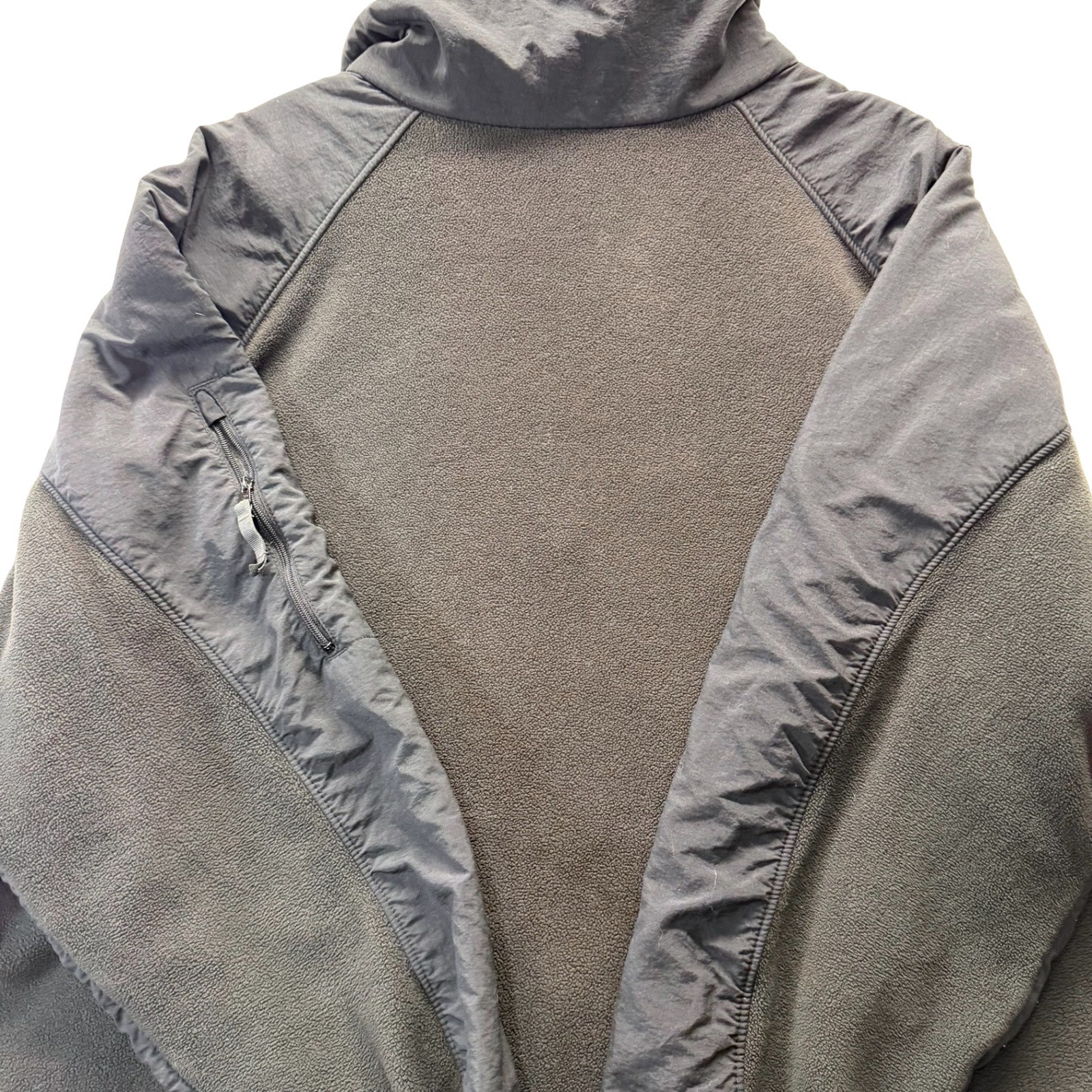 Columbia Mens XL Fleece Jacket Full Zip Hybrid Nylon Overlay Charcoal Grey Black