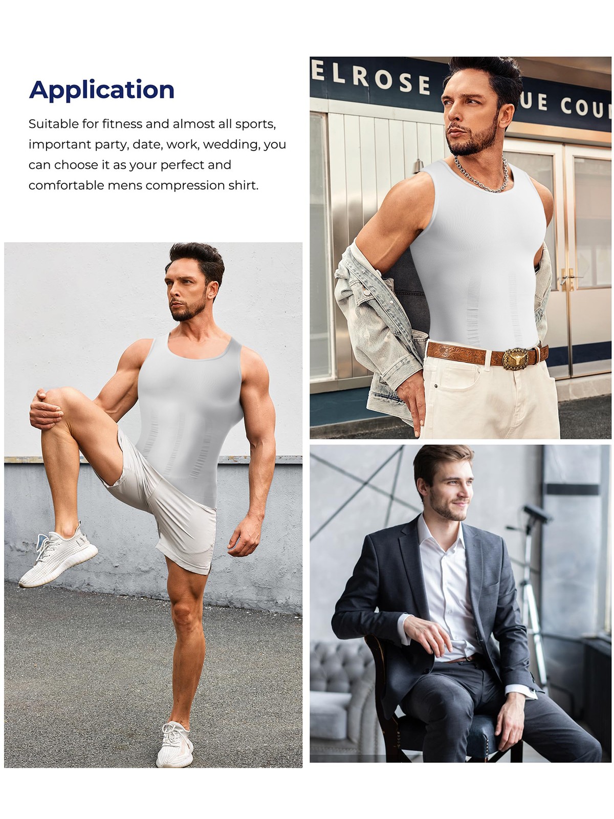 Mens Slimming Body Shaper Belly Chest Compression Vest Girdle Tank Tops T-Shirts
