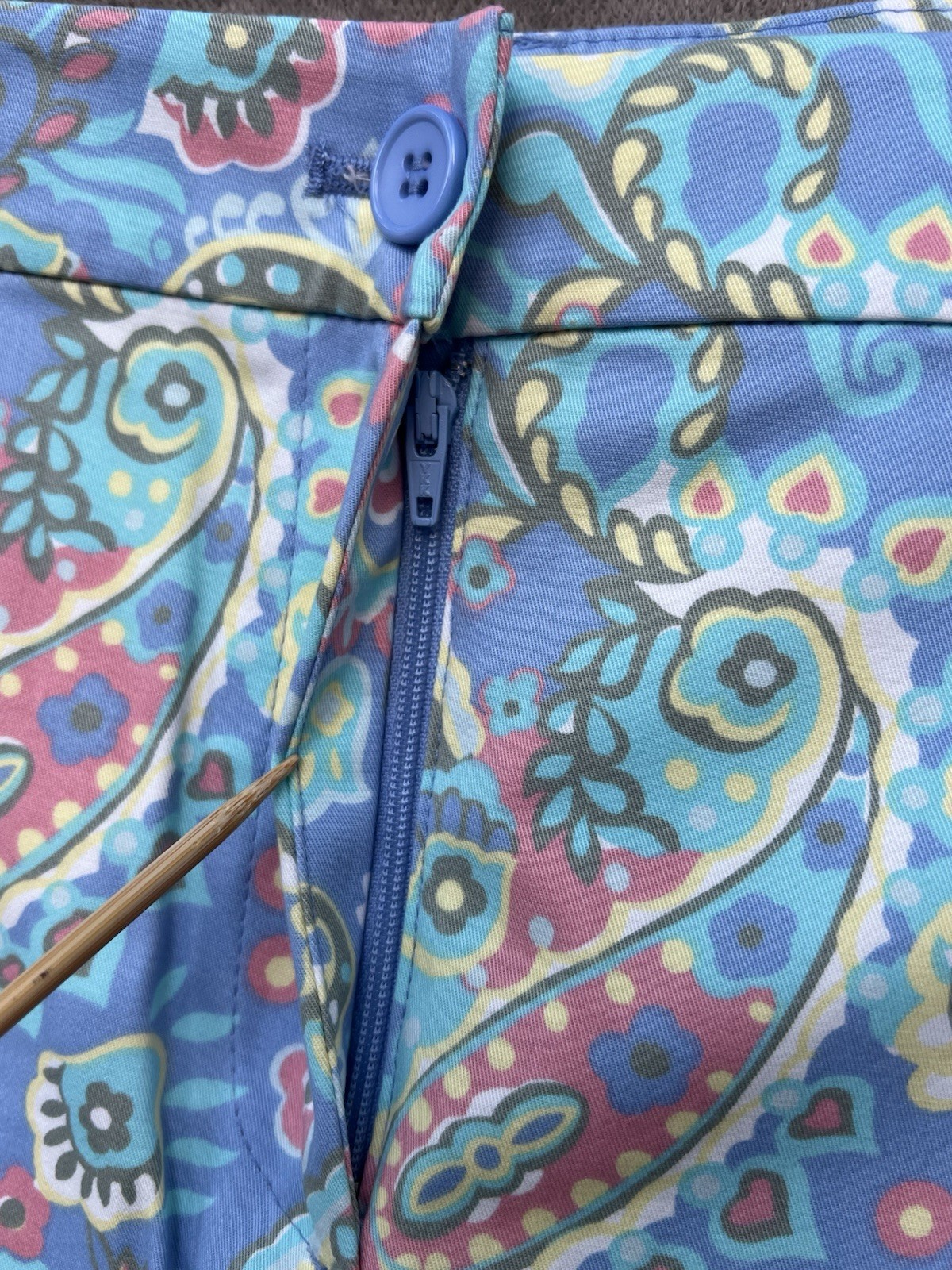 Talbots Women’s Chatham Ankle Pants Blue White Paisley Floral Sz 16 Petite NWT