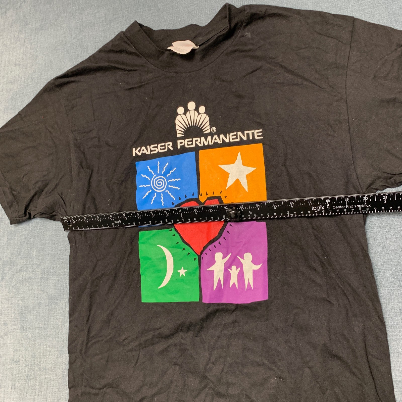 Hanes Beefy T Kaiser Permanente T Shirt Adult Large Black Graphic Crew Neck