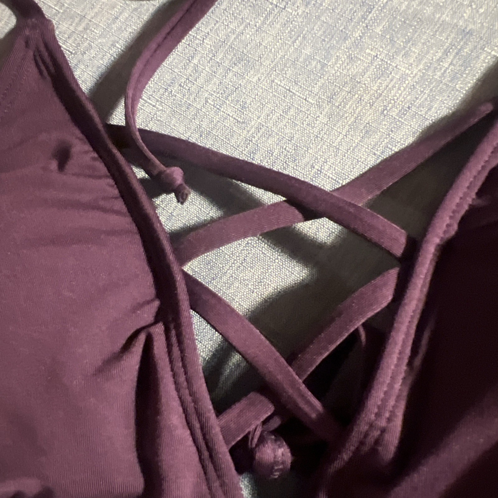 NWT Sz M Bikini A.N.A. Purple Mix Match Hologram Silver Shiny Hi-Waist Bottom