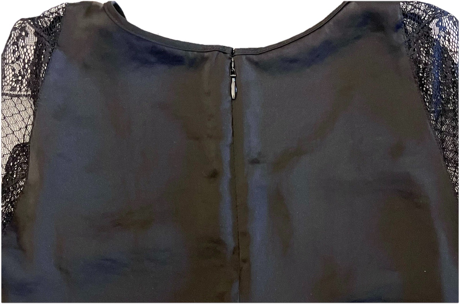 CAbi Veil Lace Trim Silky Soft Sleeveless Top Blouse Black Lightweight Sz XS