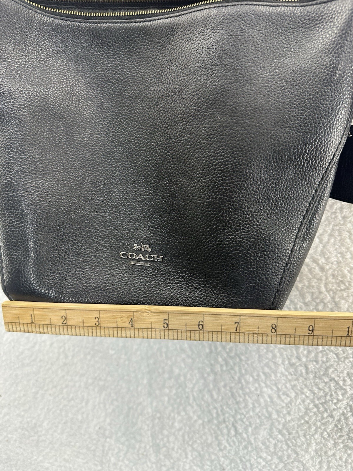 Coach Dufflette Leather Crossbody Bag Black Purse Strap Metallic 21377 Preowned
