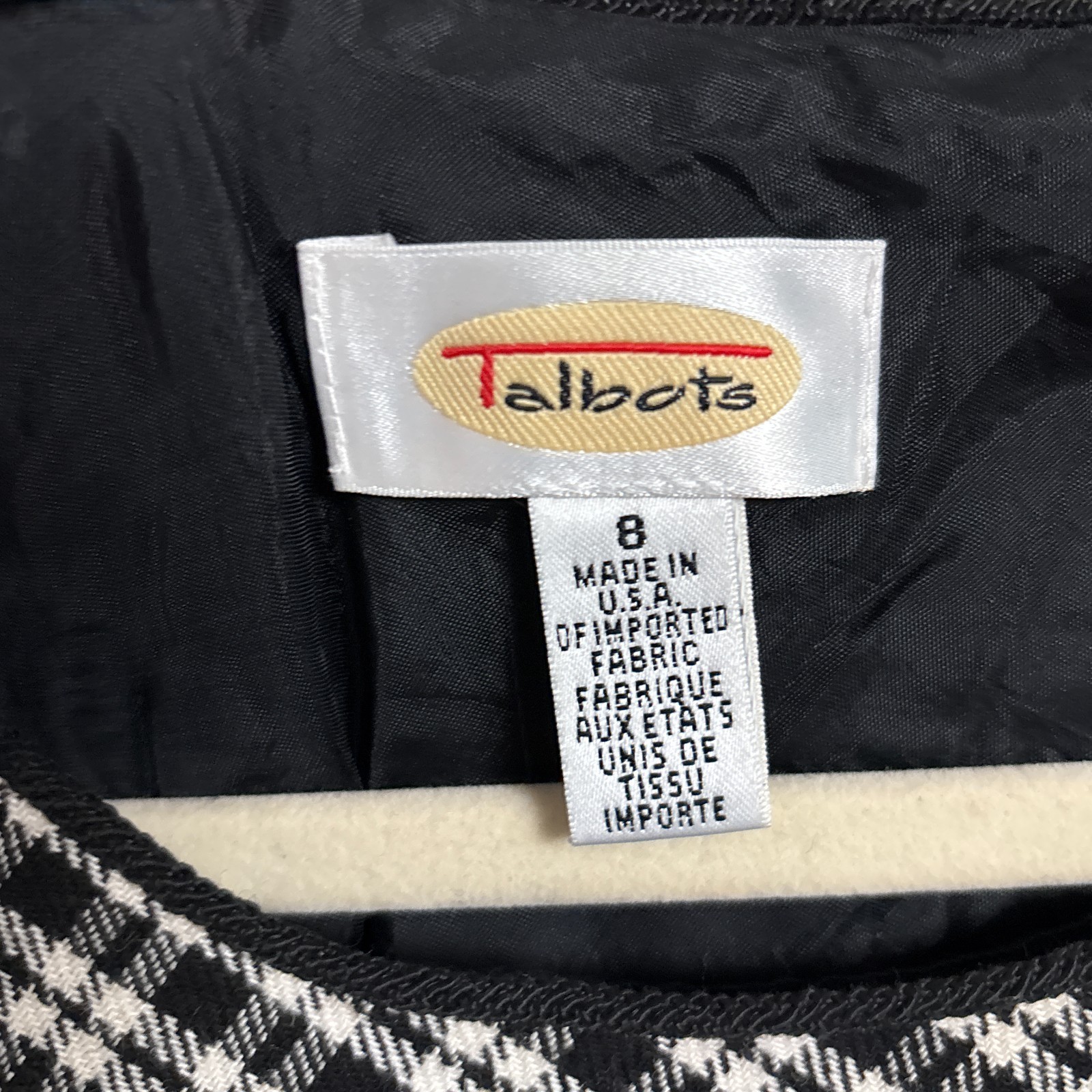 Vintage Talbots Dress 8 Black Plaid Sheath Wool 90s y2k Preppy Academia USA Made