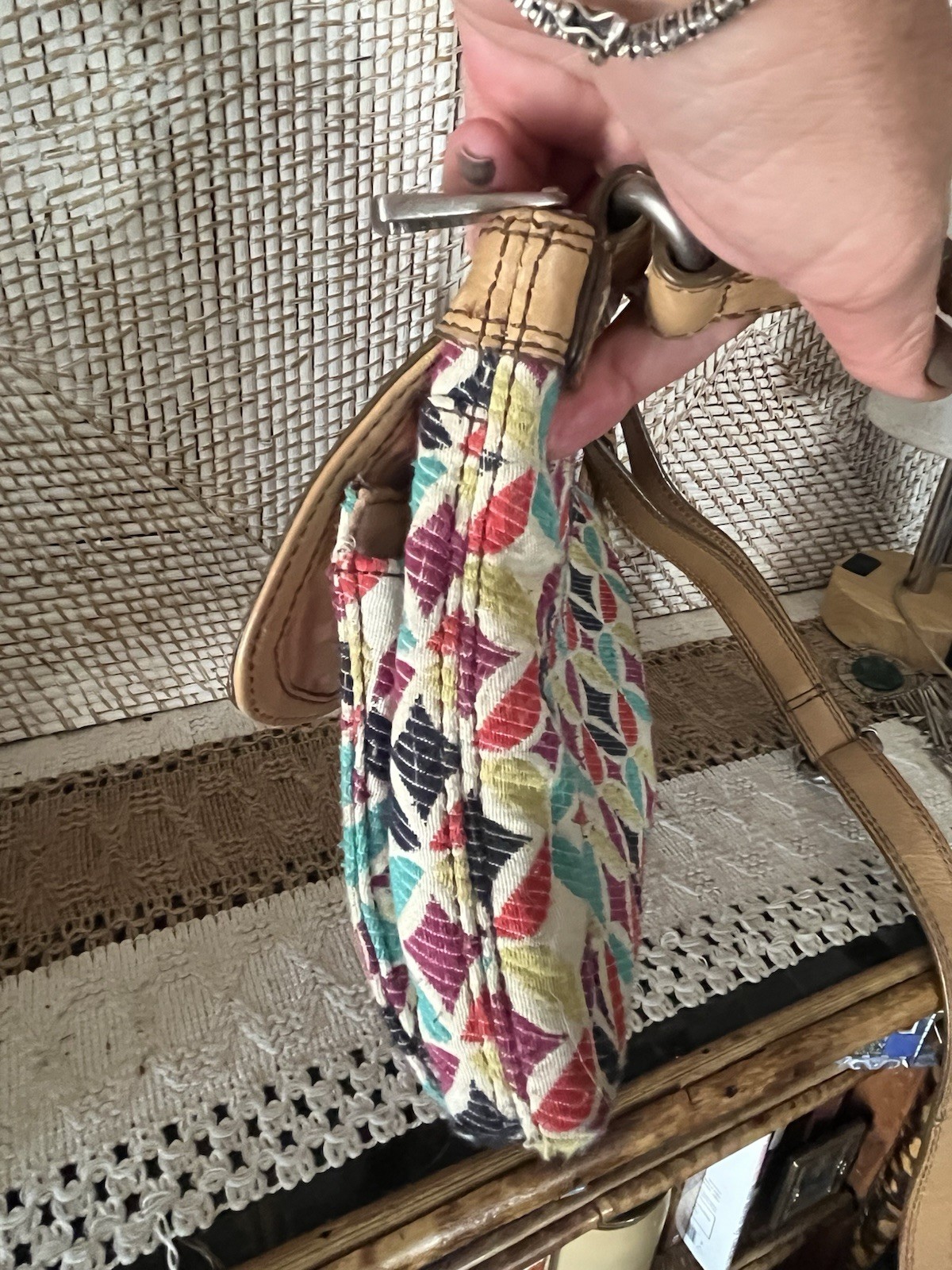 FOSSIL Maddox Shoulder Bag Or Crossbody, Turn Lock Front Zip Closure, Colorful