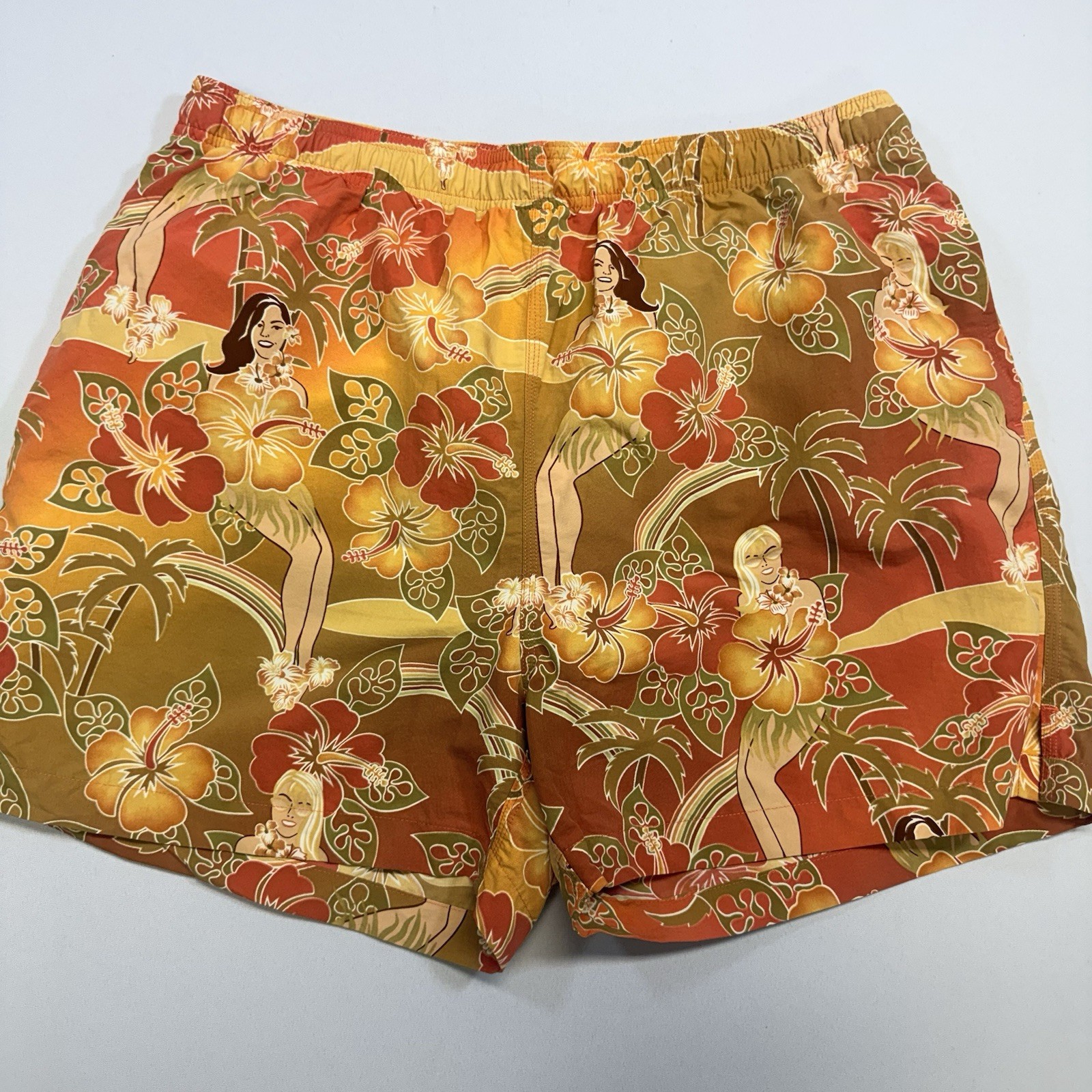 Tommy Bahama Swim Trunks Hawaiian Aloha Women Mens Large Lined Vintage EUC