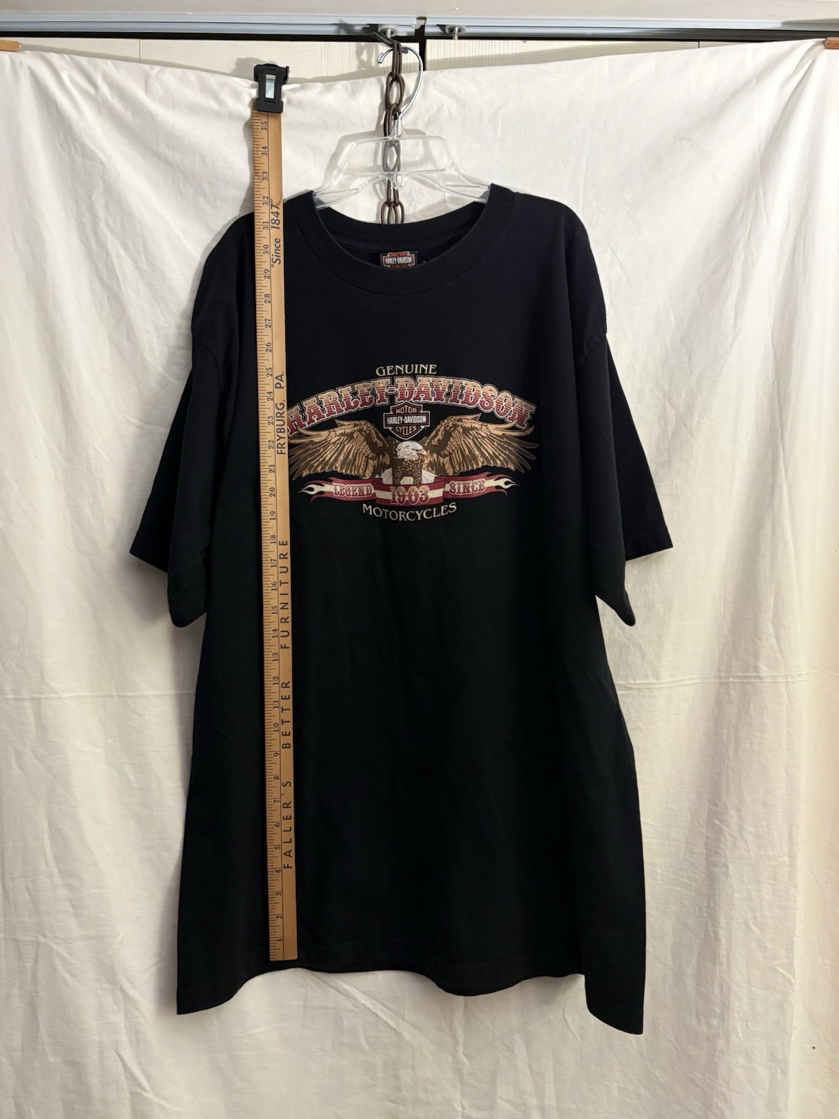 Harley Davidson Battlefield Gettysburg PA Black T-Shirt Biker Built Size XXL USA