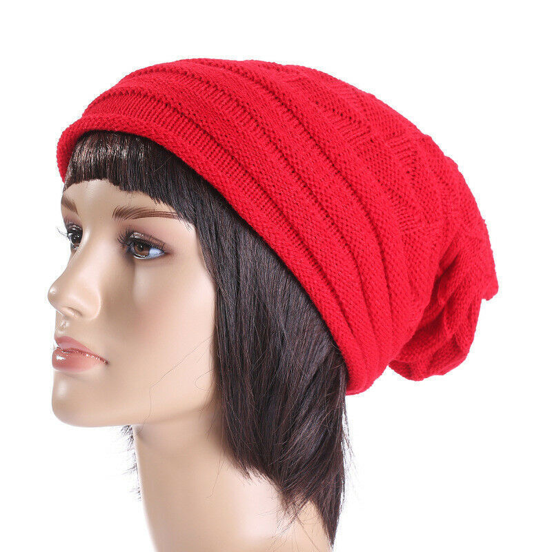 Women Men Winter Crochet Slouch Hat Wool Knit Beanie Baggy Warm Ski Caps Fashion