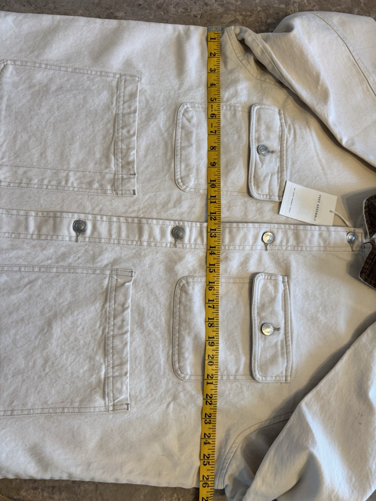 Free Assembly Men’s Canvas Barn Jacket Corduroy Collar Chore Coat Cream XL NWT