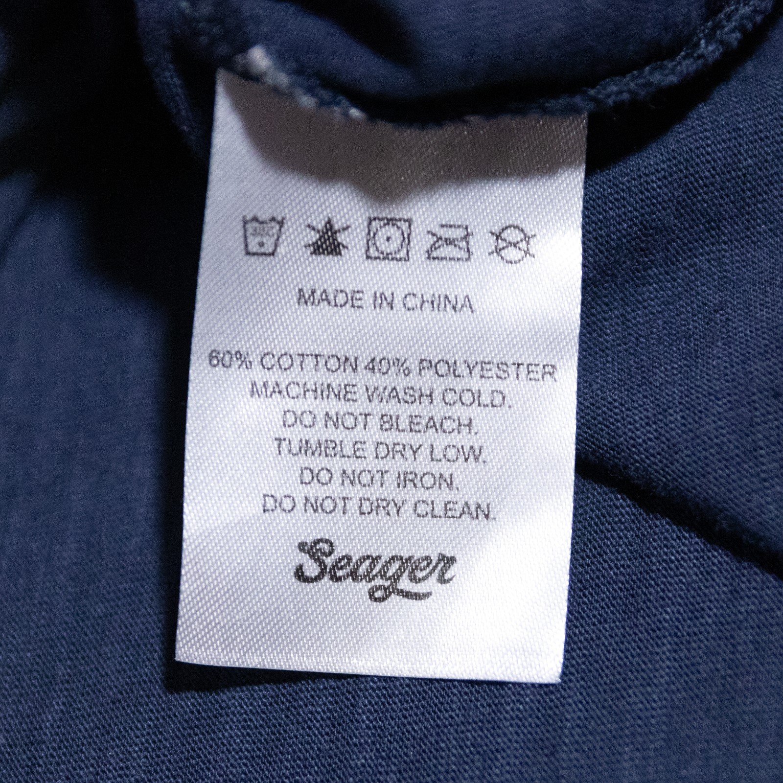 Seager Riggins Eagle Crew Tee Navy Blue Slub Cotton T-Shirt Medium Varsity Retro