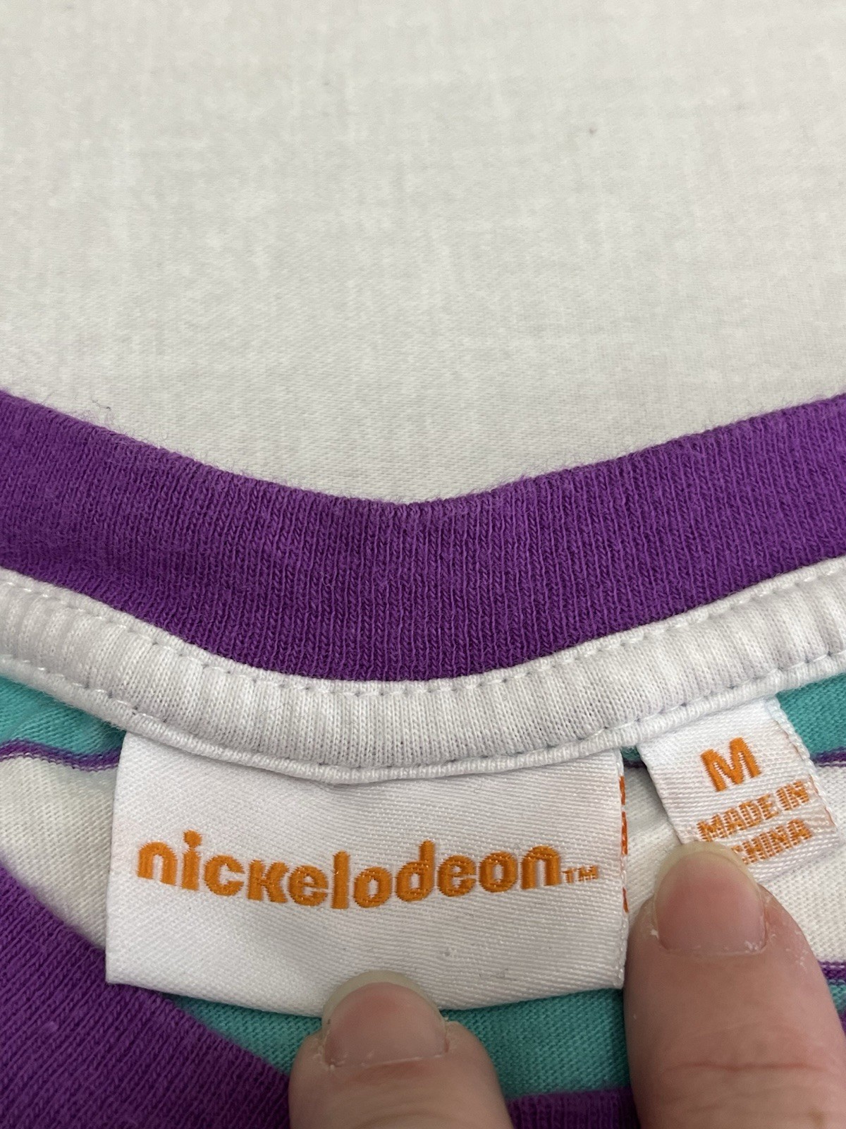 Nickelodeon Splat Logo Ringer T Shirt Unisex Medium Stripes w/ Embroidery