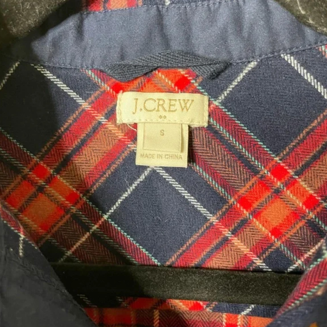 J. Crew Red/Blue Plaid 1/2 Zip Pullover Small
