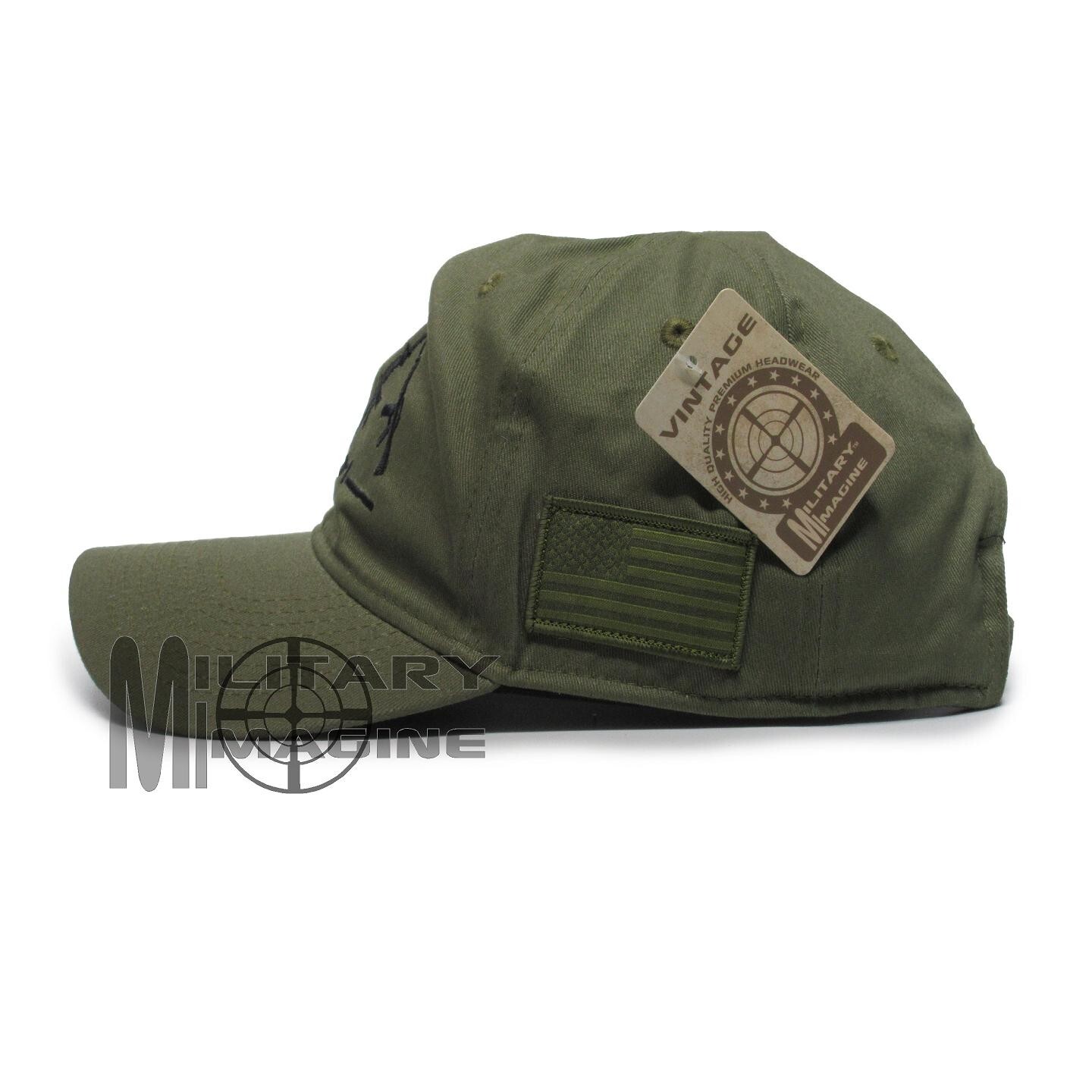 2nd Amendment 1791 Rifle OD Green/Black 2A Weapon AR-15 Gun Cap Hat US Flag Side