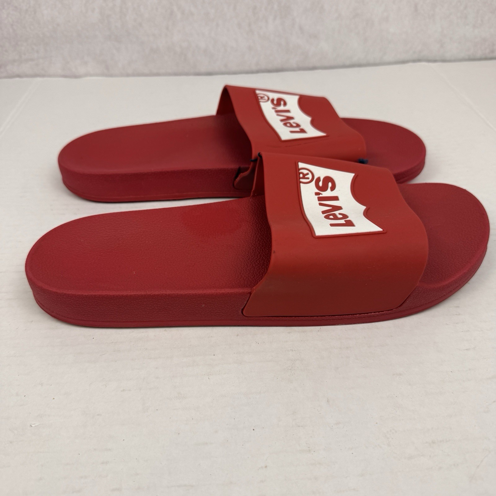 Levi’s Men’s Logo Slide Sandals Red Slip-On Rubber Upper US 12