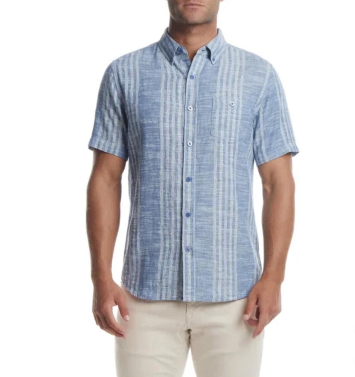 weatherproof vintage men’s short sleeve washable linen woven shirt