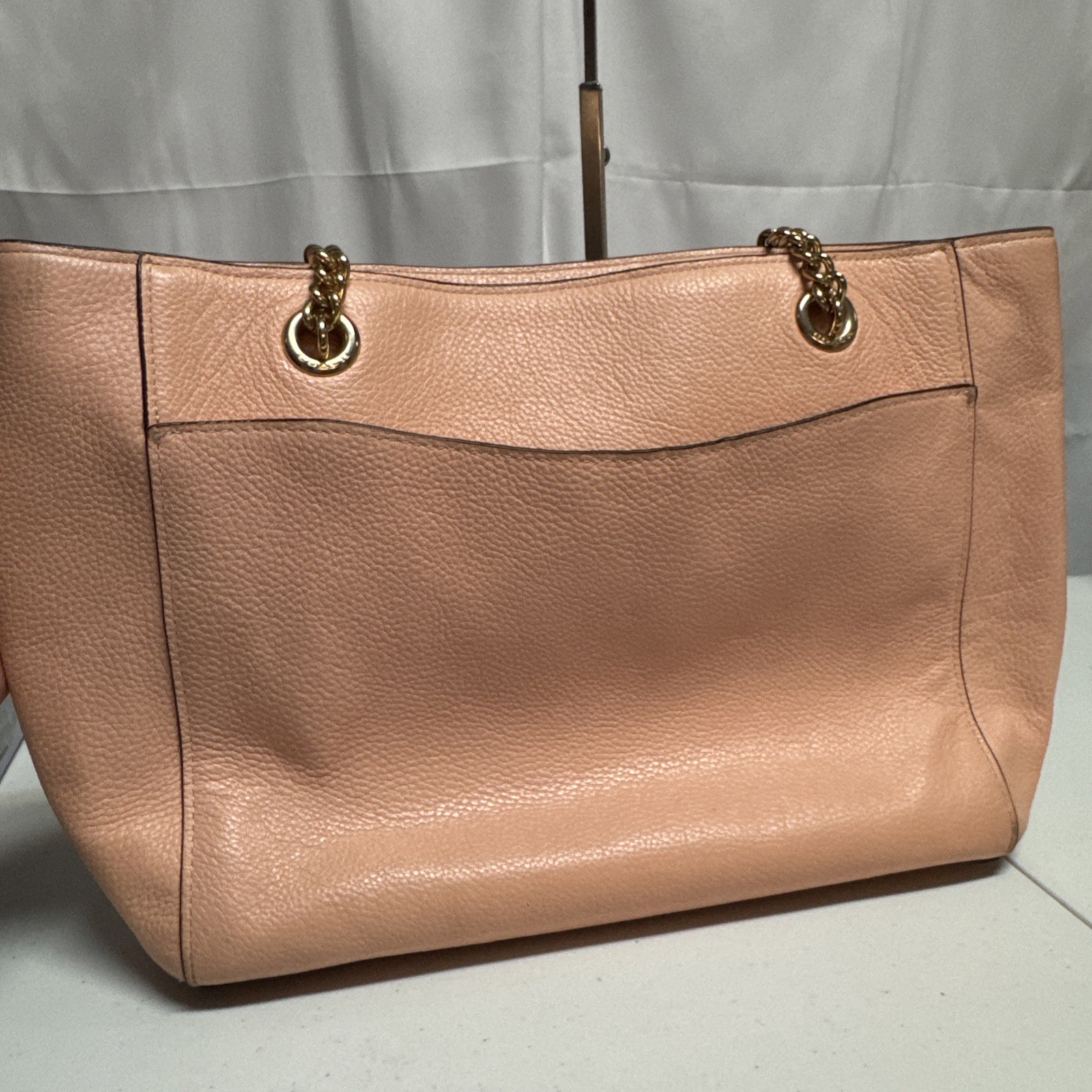 Coach Ava Chain Tote . 100% Genuine Coach Handbag Used Peach Pink