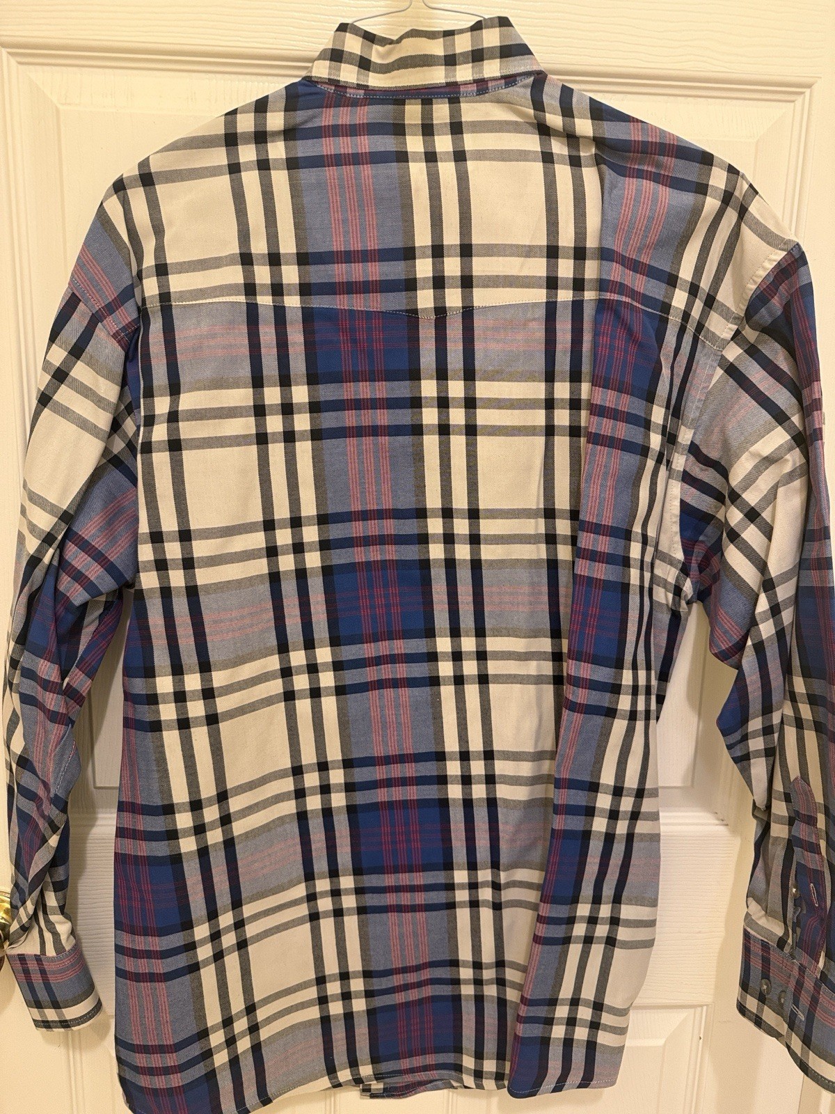 TwentyX Men’s M Blue/White/Red Plaid Long Sleeve Cotton Button-Up