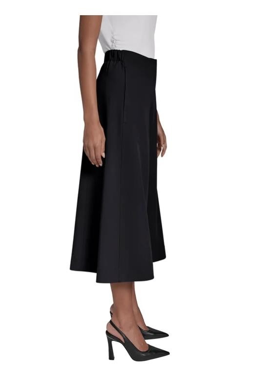 DKNY Womens Pants Black Gaucho Wide-Leg Pockets Elastic Waist Business Casual